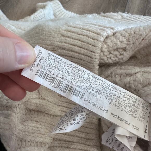 Zara Girls Ecru Cable Knit Sweater - Size 9 - Cream - Picture 6 of 7
